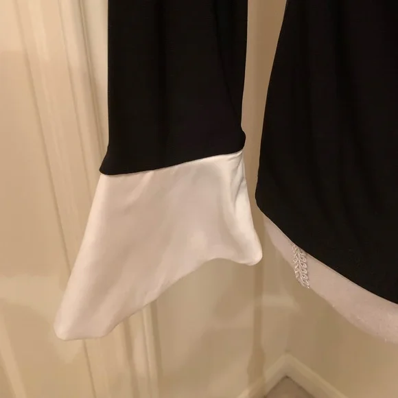 WHBM Black with White Ruffles Top XS NWT - Picture 5 of 7